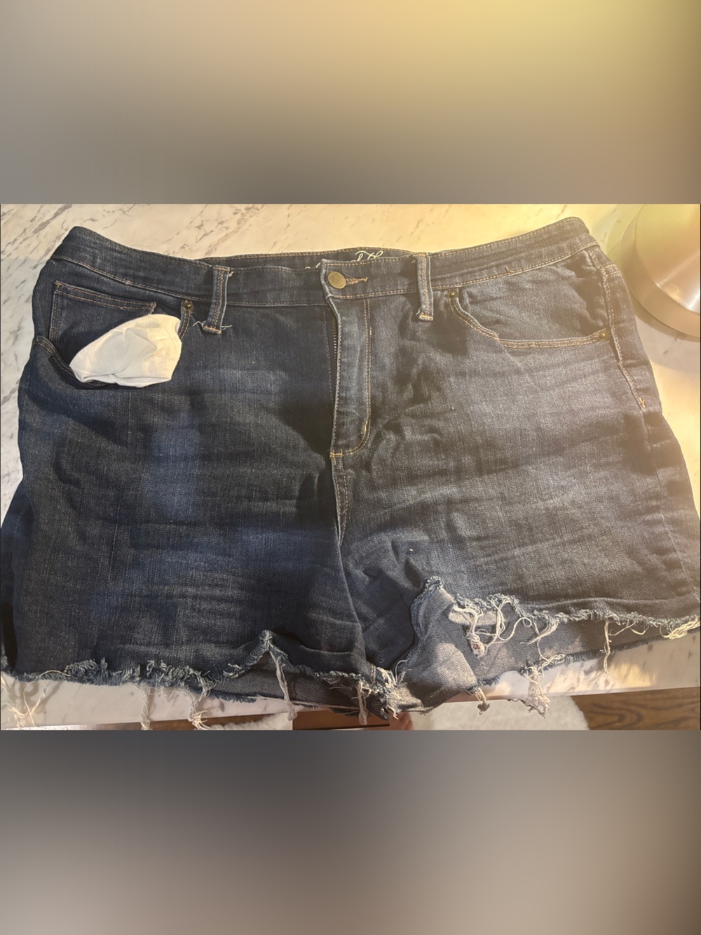 Universal Thread Dark Blue Distressed Denim Shorts